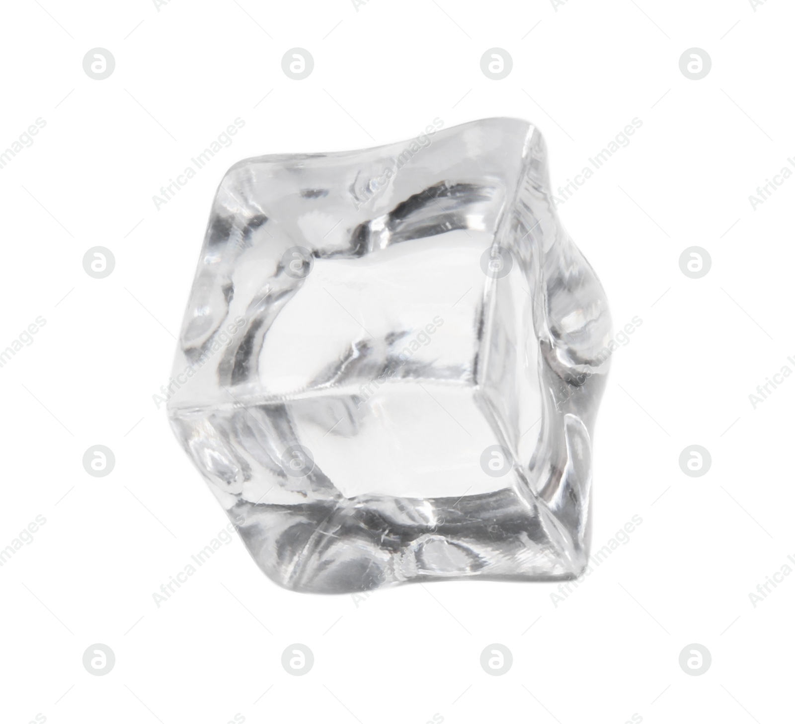 Photo of One crystal clear ice cube isolated on white