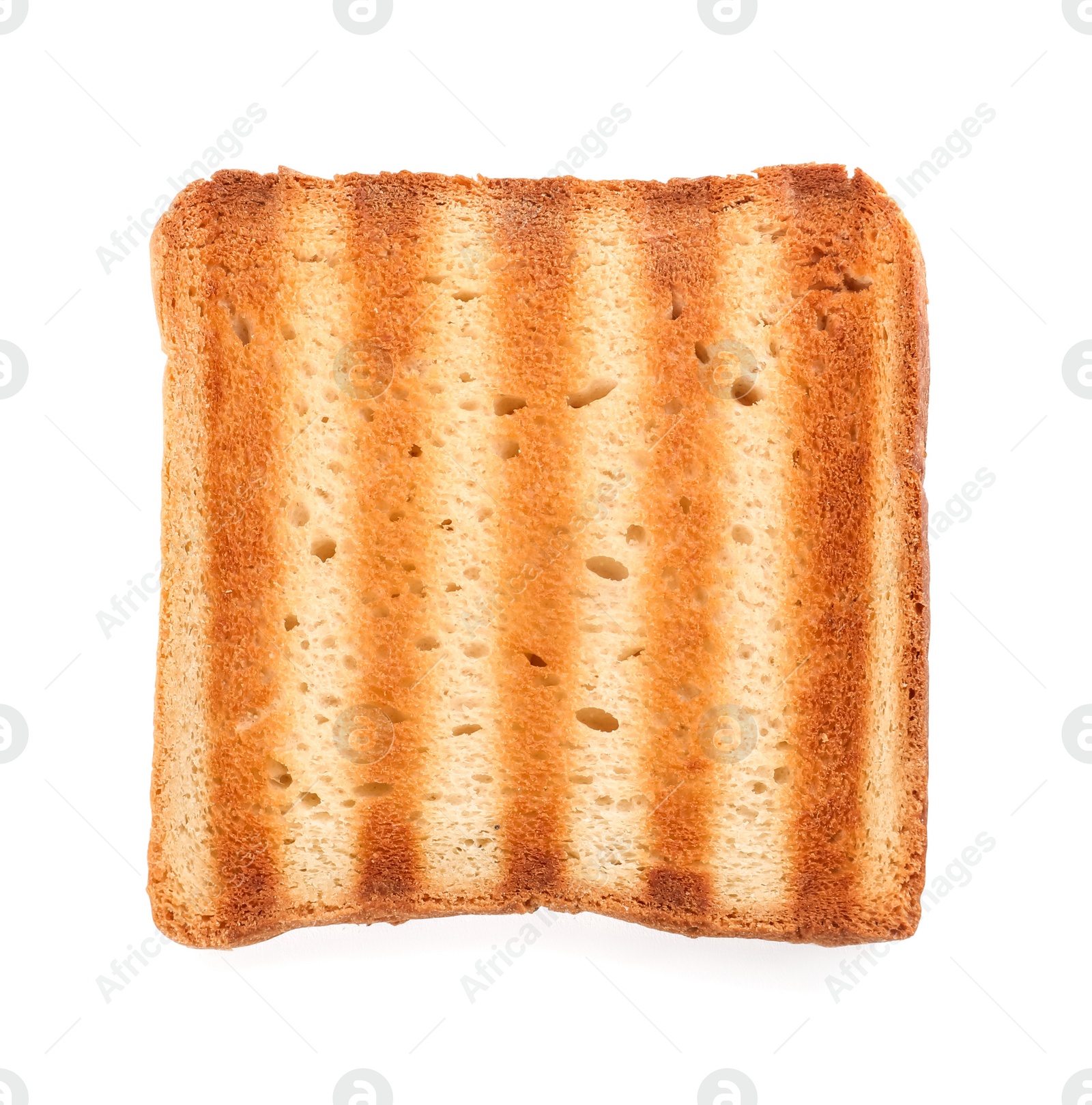 Photo of Slice of delicious toasted bread isolated on white