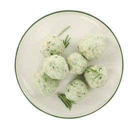 Falafel balls isolated on white, top view. Vegan products