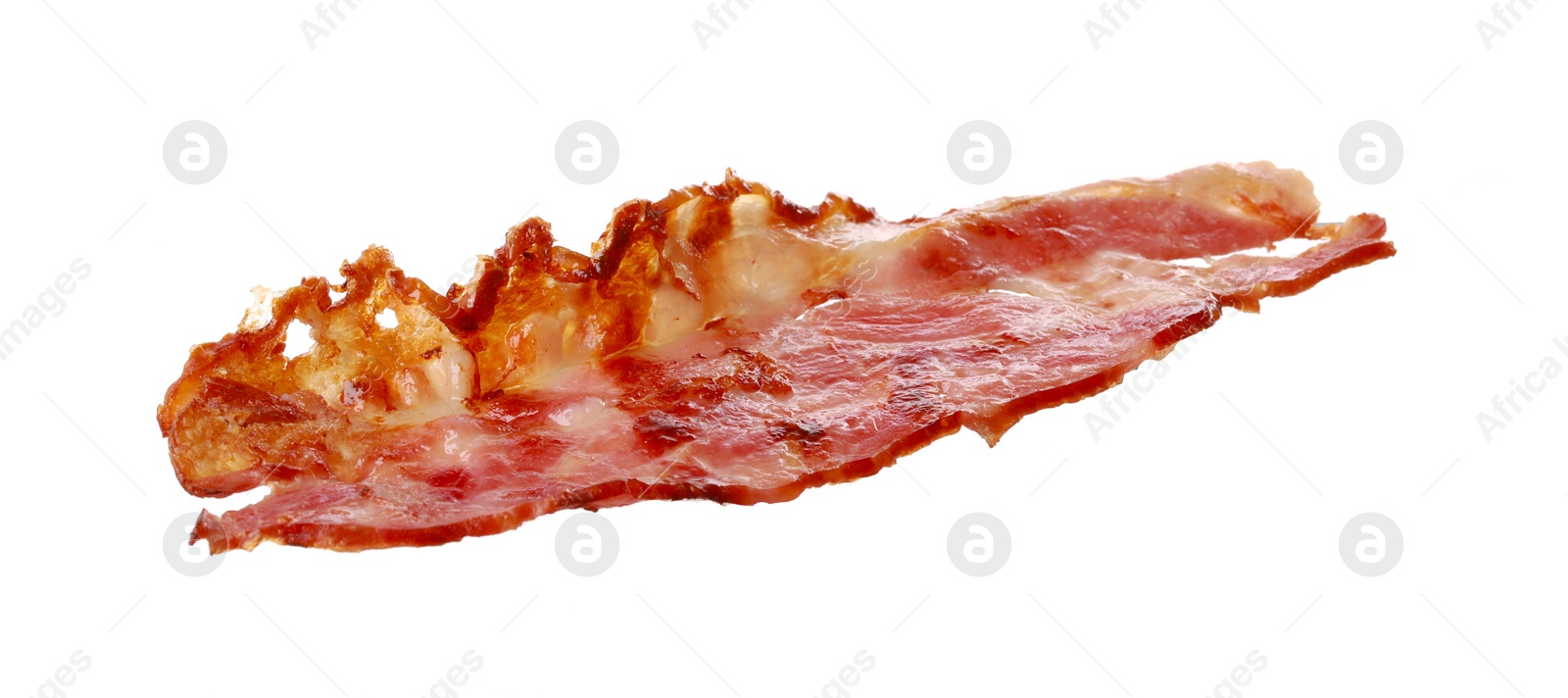 Photo of Tasty fried bacon for burger isolated on white