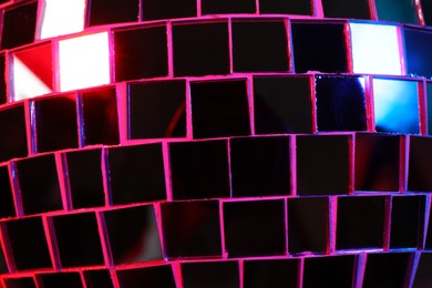 Photo of Shiny disco ball as background, closeup view