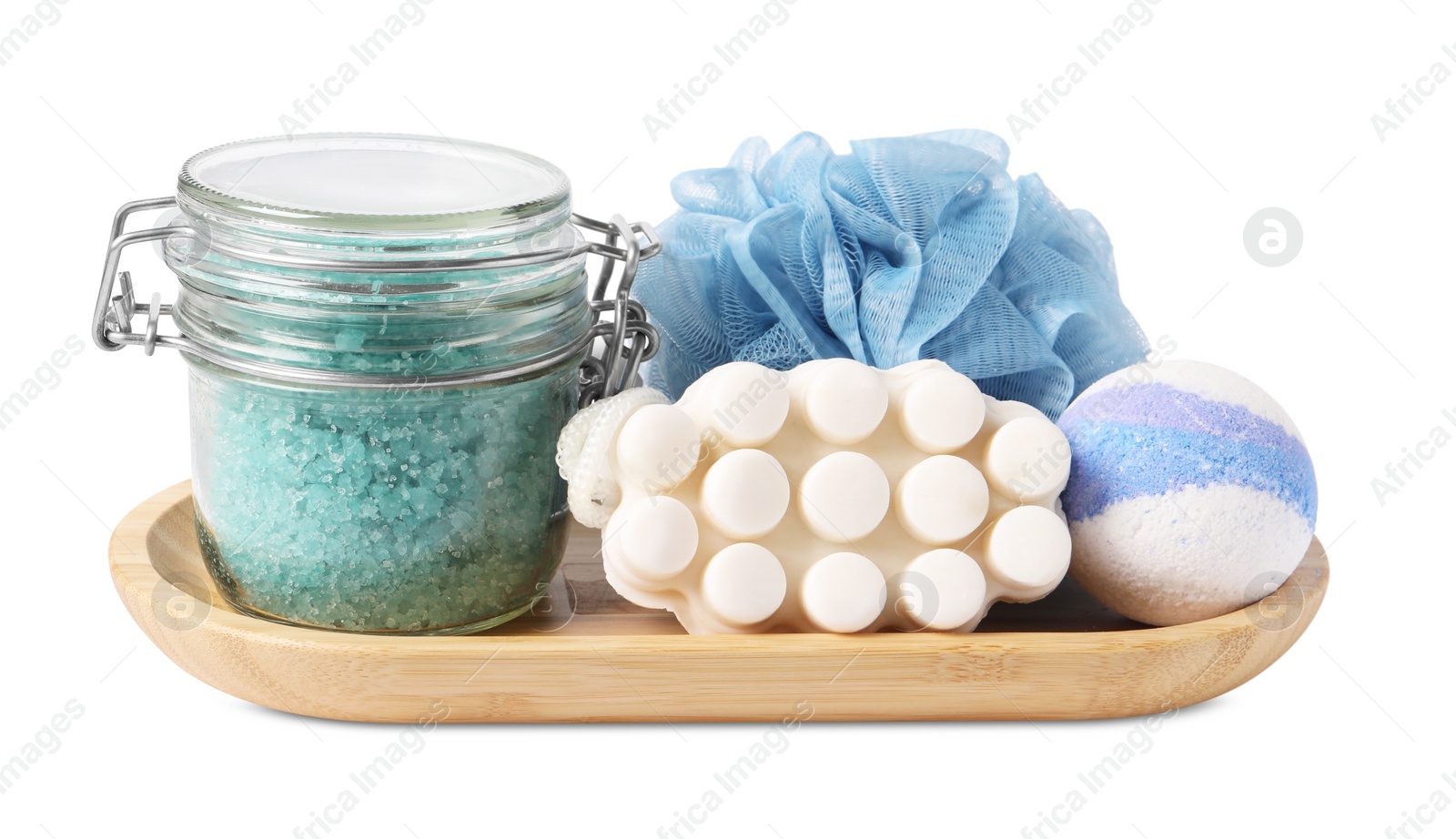 Photo of Spa gift set with scrub isolated on white