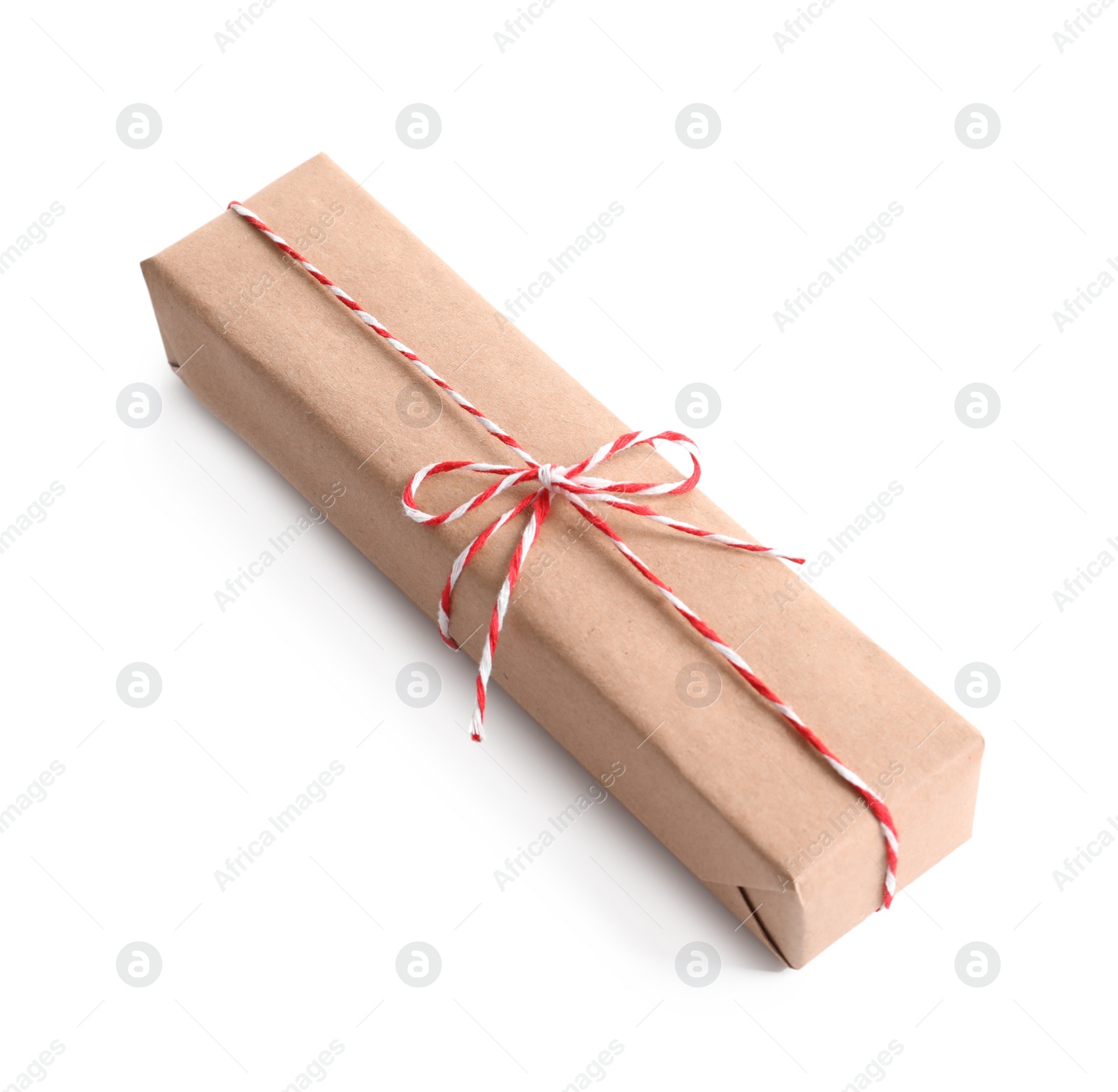 Photo of Beautifully wrapped gift box on white background