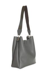 Stylish grey woman's bag isolated on white