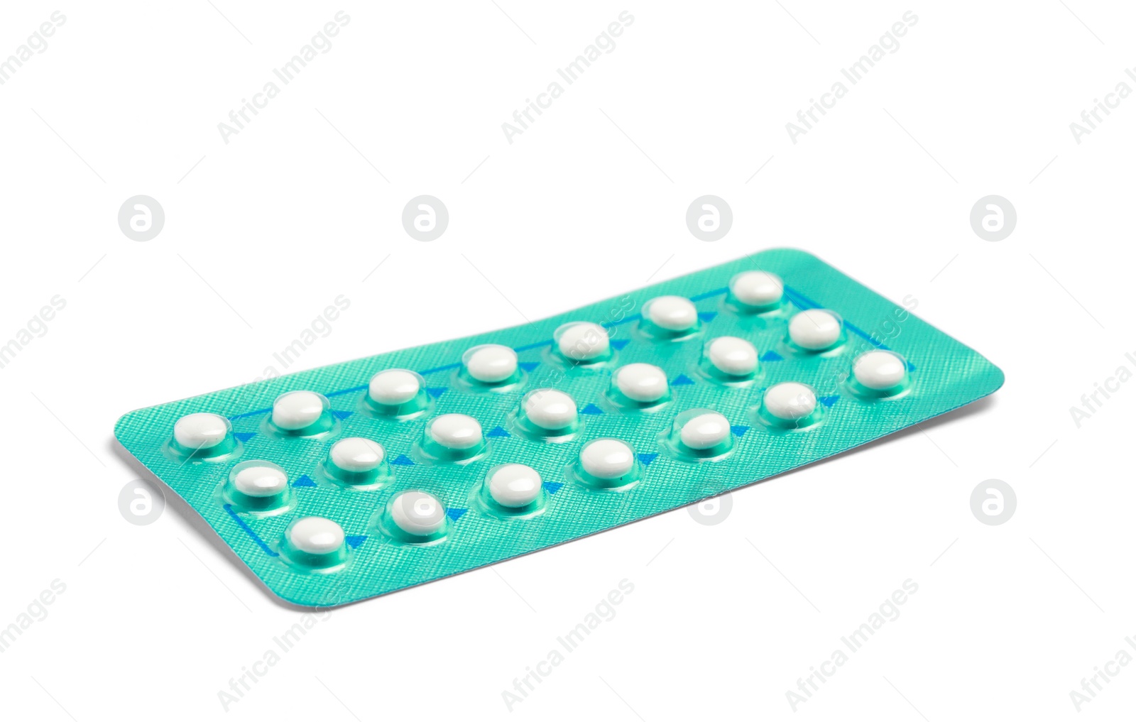 Photo of Blister of oral contraception pills isolated on white