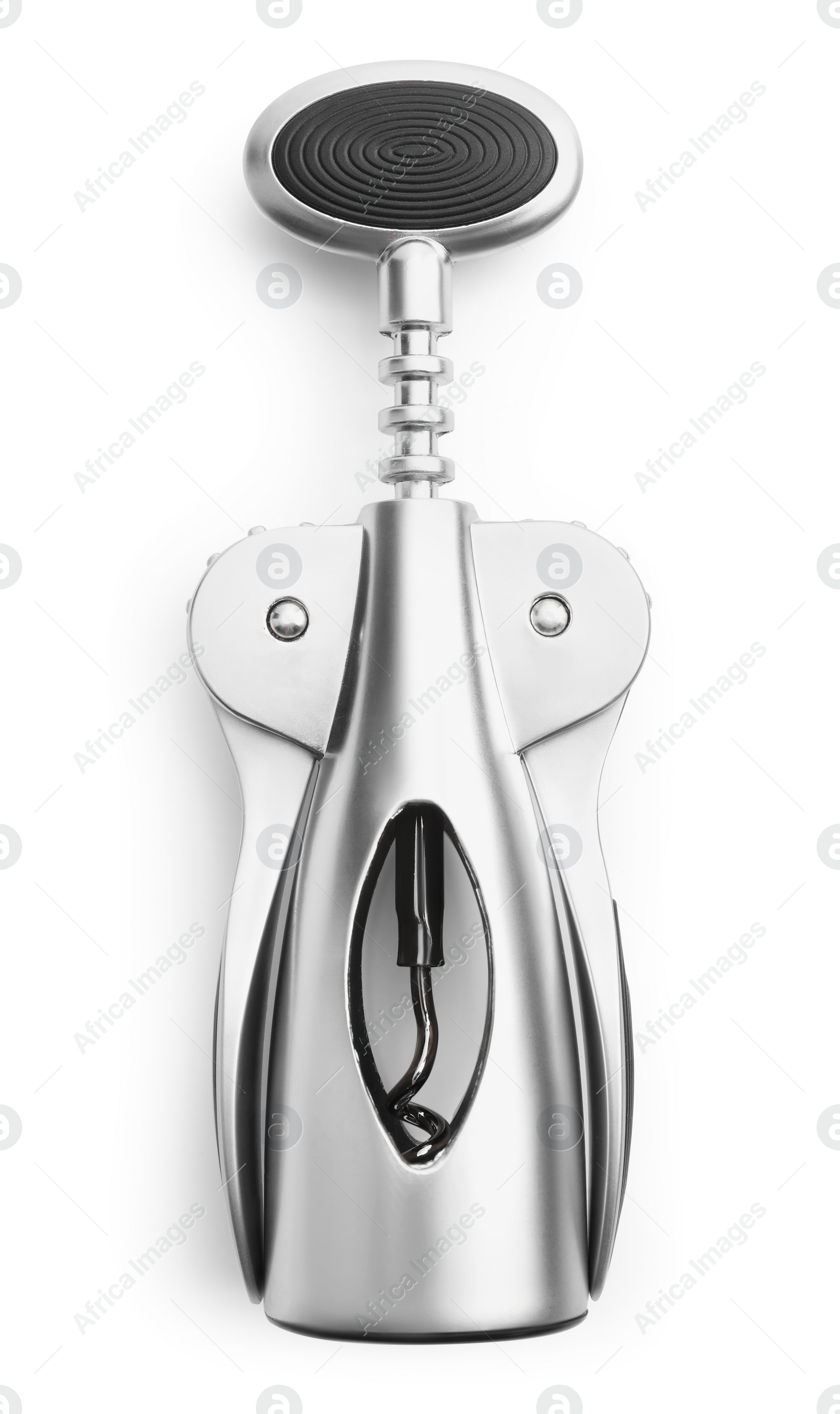 Photo of One wing corkscrew isolated on white, top view