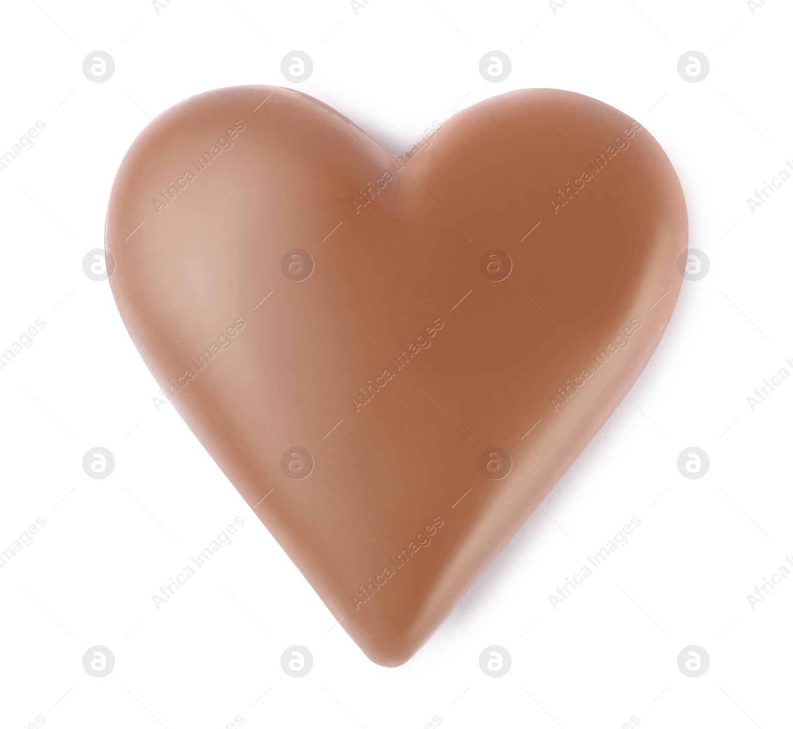 Photo of Beautiful heart shaped chocolate candy isolated on white, top view