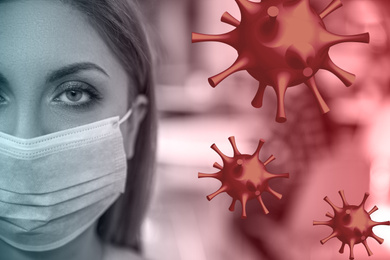 Image of Woman wearing medical mask during coronavirus outbreak