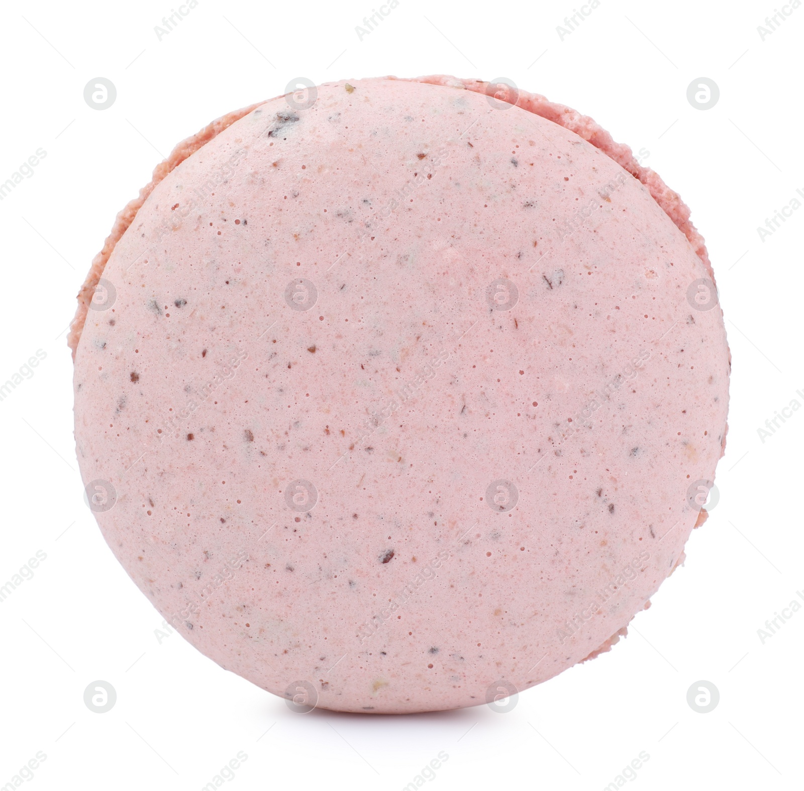 Photo of Pink macaron isolated on white. Delicious dessert