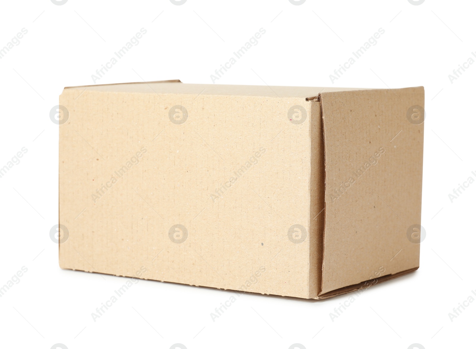 Photo of One closed cardboard box isolated on white