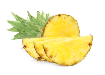 Photo of Slices of fresh pineapple isolated on white