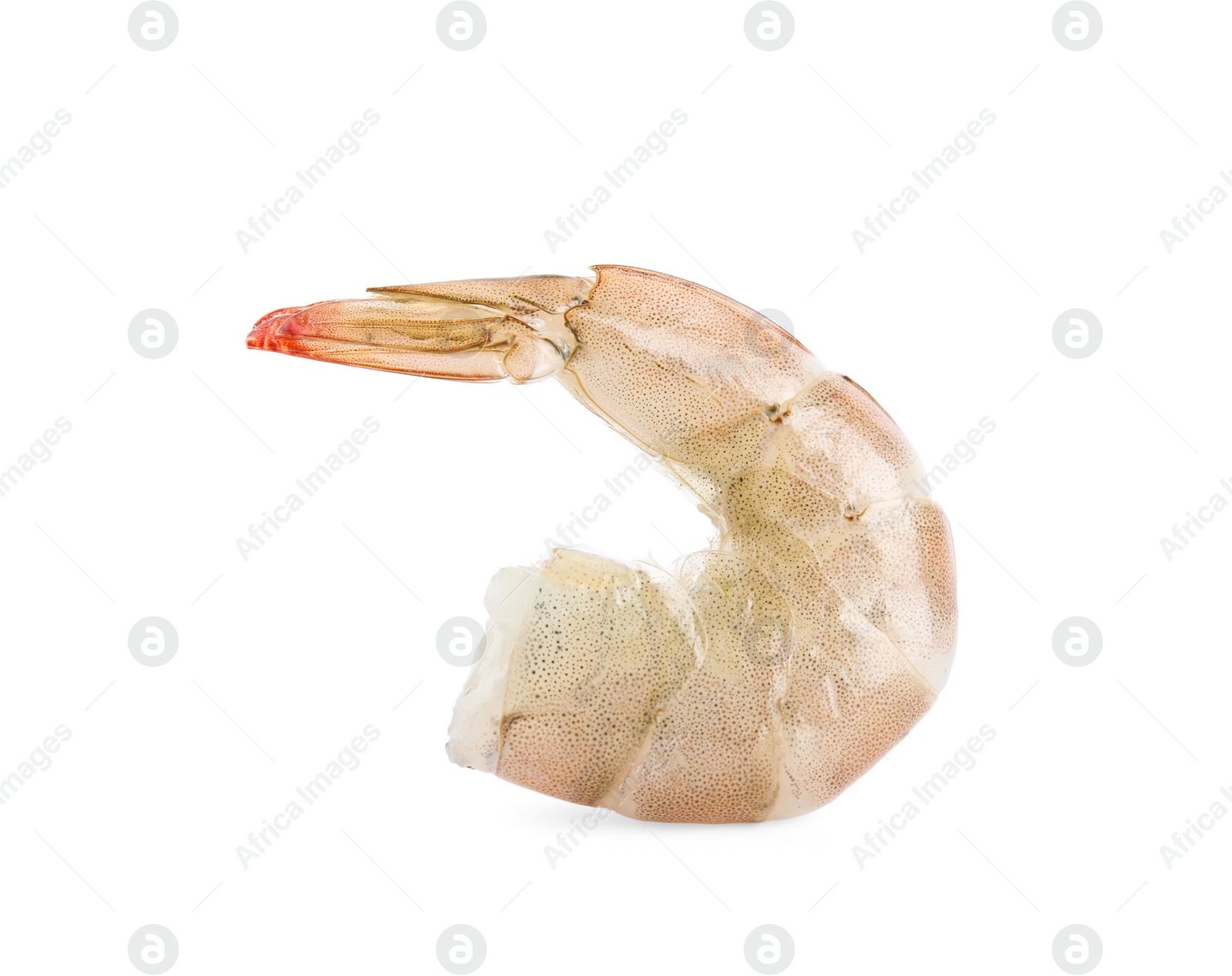 Photo of Fresh raw shrimp isolated on white. Healthy seafood