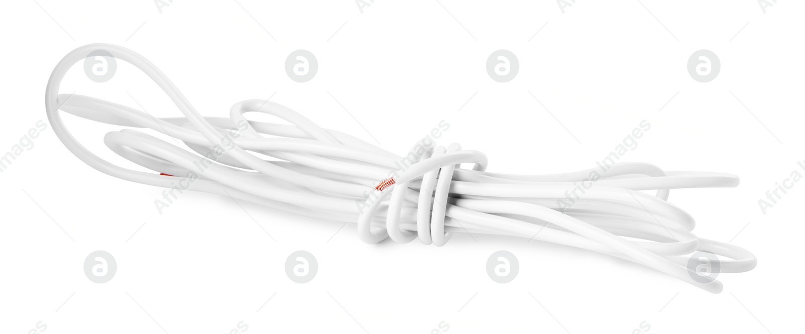 Photo of One new electrical wire isolated on white