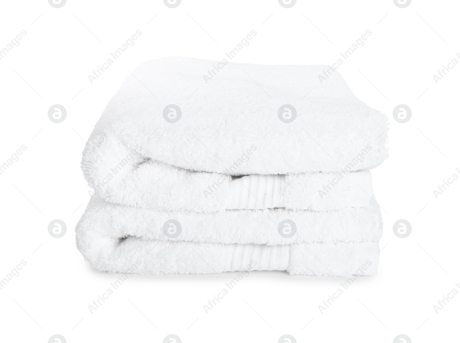 Photo of Two folded terry towels isolated on white