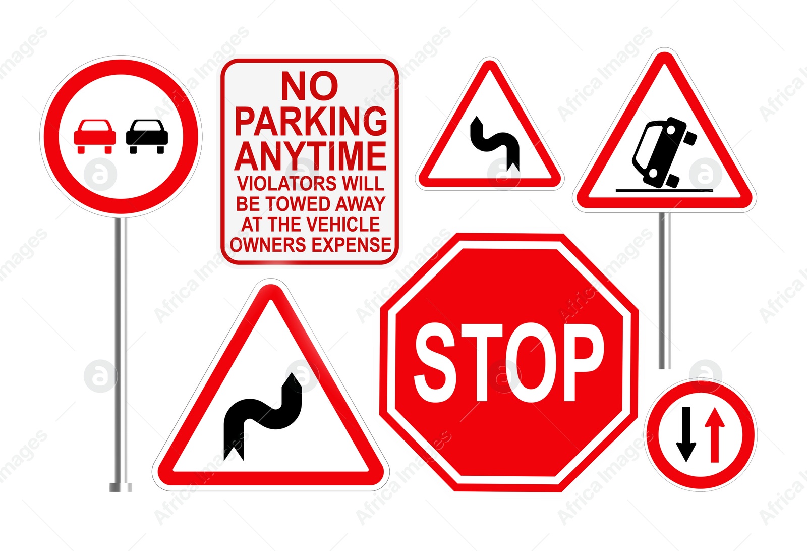 Illustration of Set with different road signs on white background