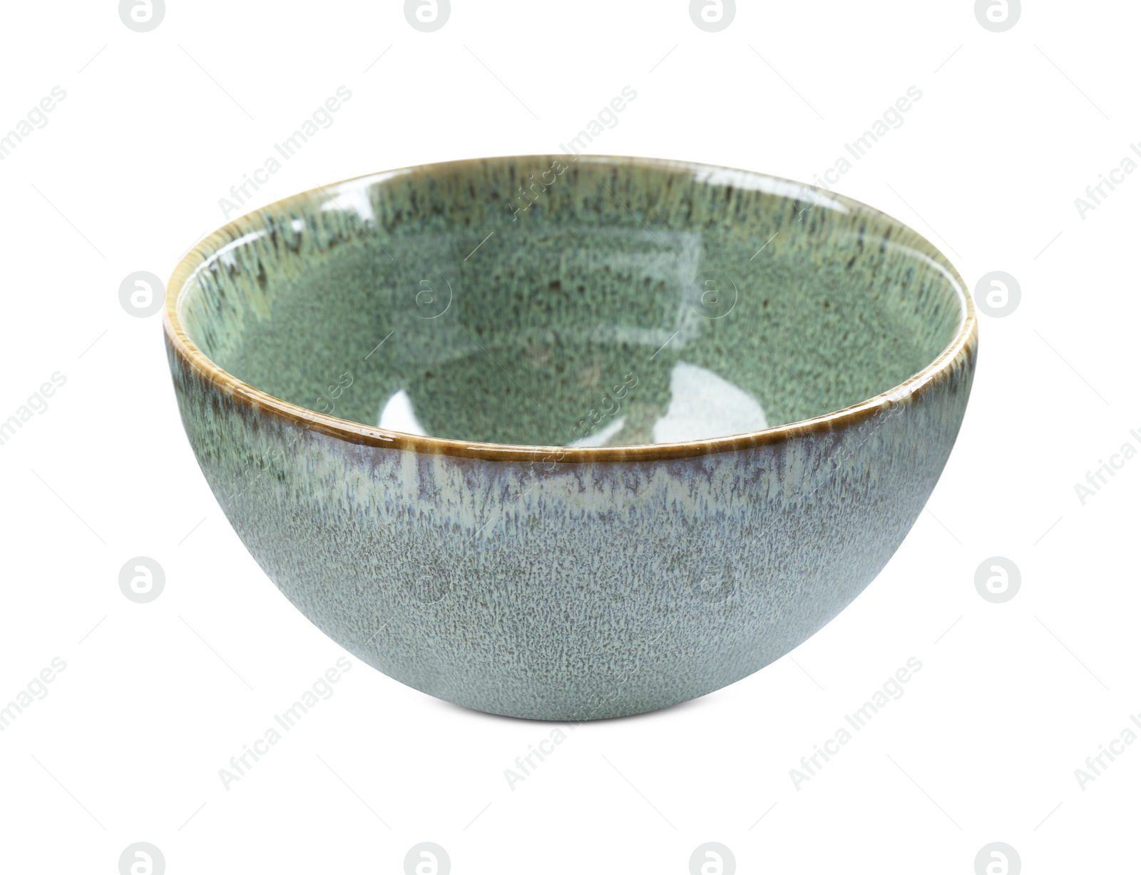 Photo of Beautiful green ceramic bowl on white background