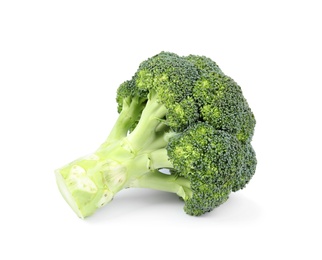 Photo of Fresh green broccoli on white background. Organic food