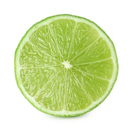 Photo of Slice of fresh green ripe lime isolated on white