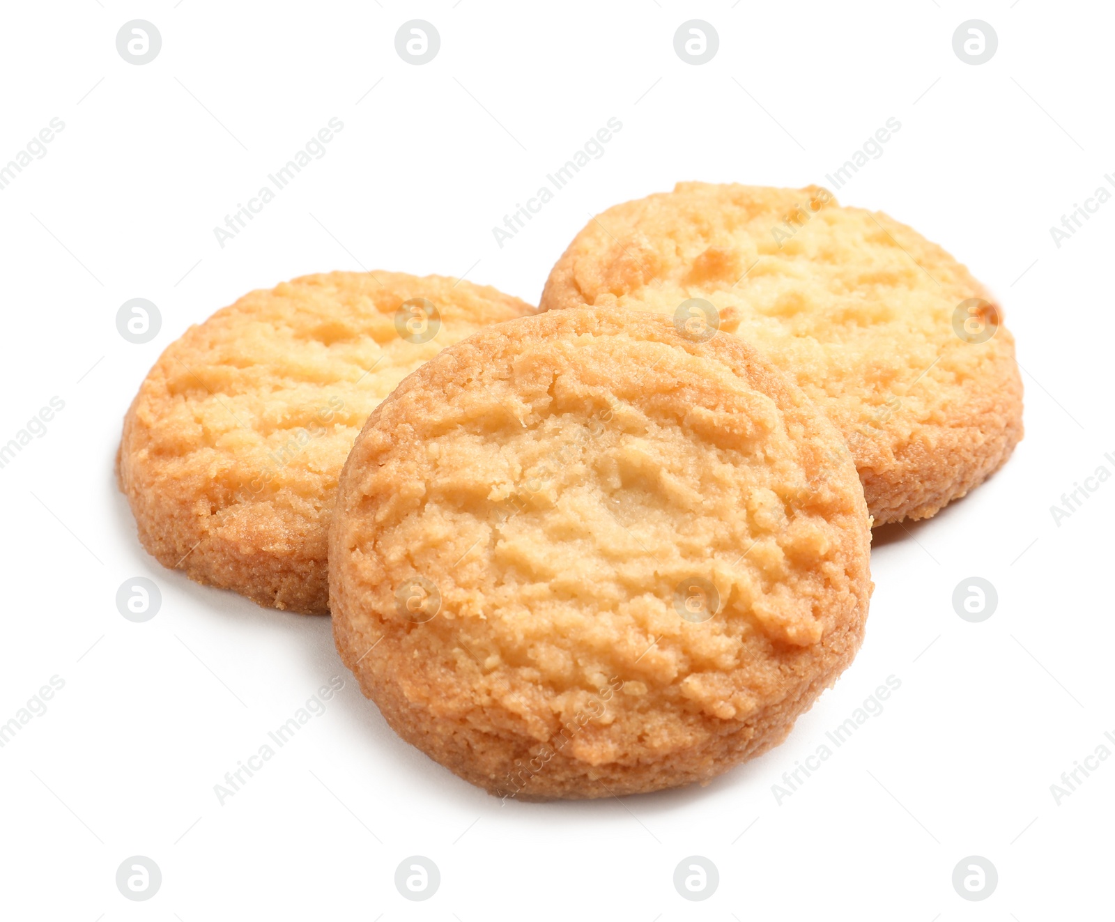 Photo of Tasty Danish butter cookies isolated on white