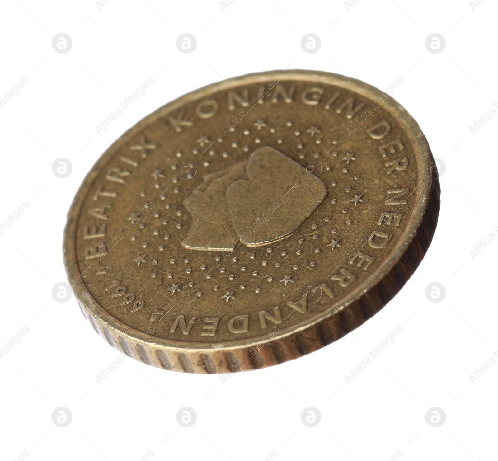 Photo of Beautiful euro cent coin isolated on white, back view