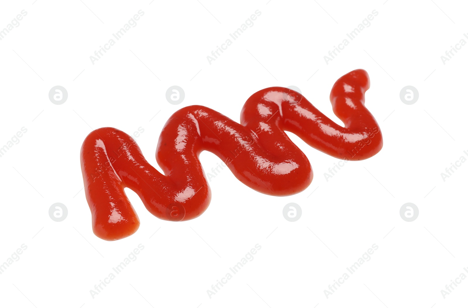 Photo of Smear of tasty ketchup on white background. Ingredient for hot dog