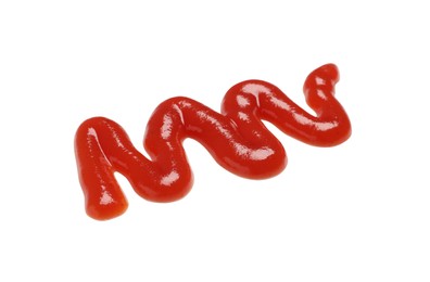 Smear of tasty ketchup on white background. Ingredient for hot dog