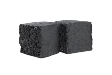 Charcoal cubes for hookah on white background