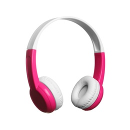 Stylish headphones with pads on white background