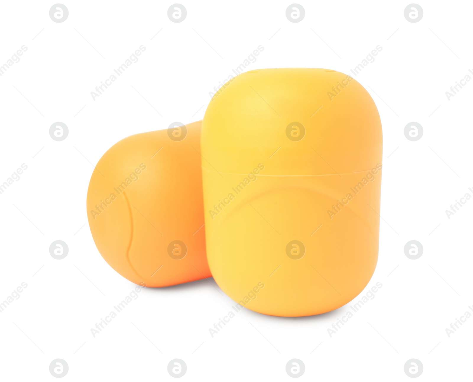 Photo of Slynchev Bryag, Bulgaria - May 23, 2023: Yellow plastic capsules from Kinder Surprise Eggs on white background