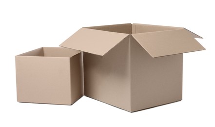 Two different cardboard boxes on white background