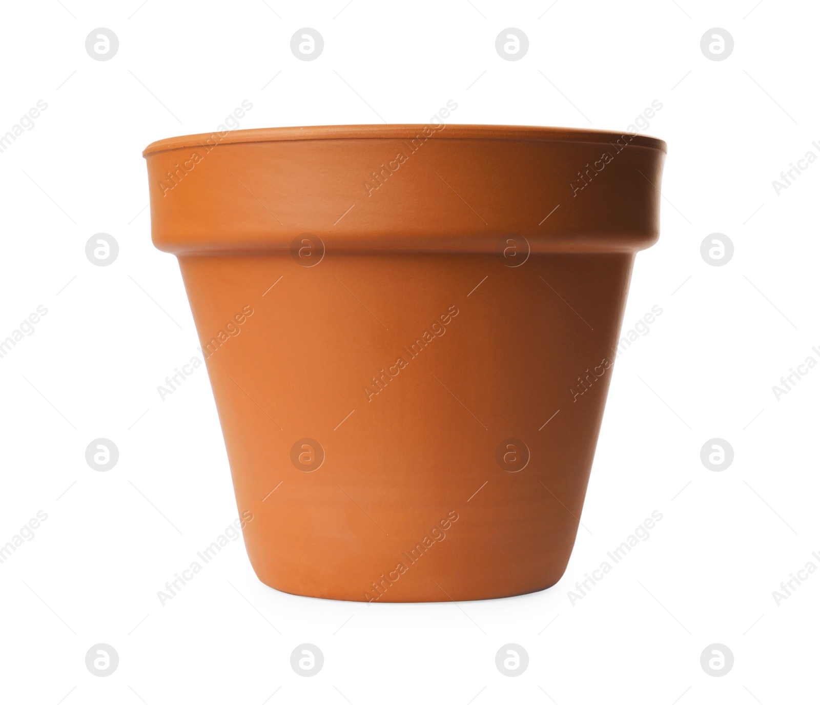 Photo of One clay flower pot isolated on white