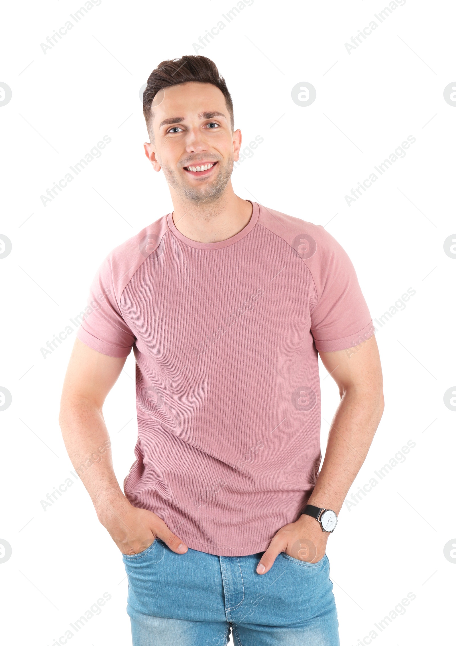 Photo of Portrait of handsome man isolated on white