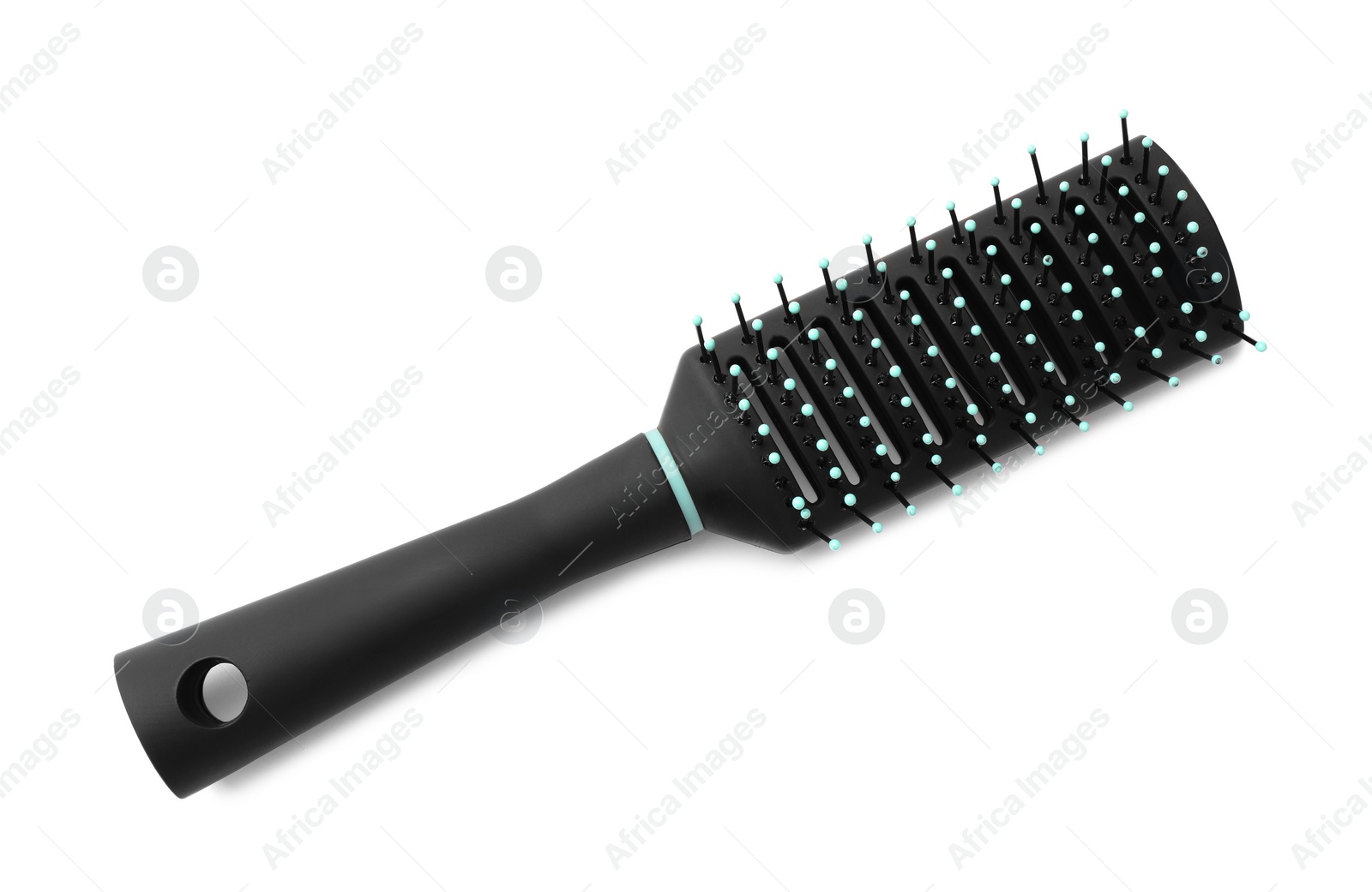 Photo of New modern hair brush isolated on white, top view