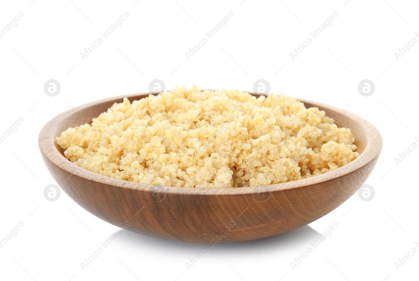 Photo of Cooked delicious quinoa in bowl isolated on white