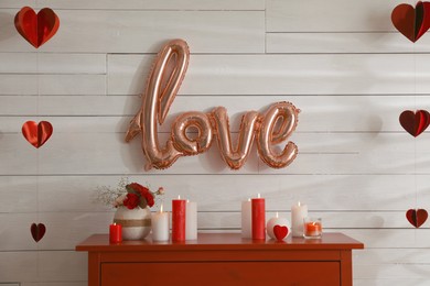 Beautiful romantic decor indoors. Valentine's Day celebration