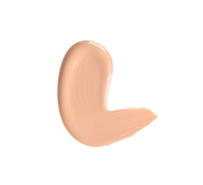 Photo of Sample of liquid foundation foundation on white background, top view