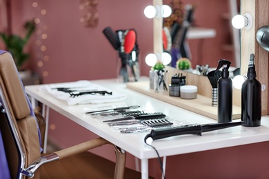 Hairdresser's workplace in salon