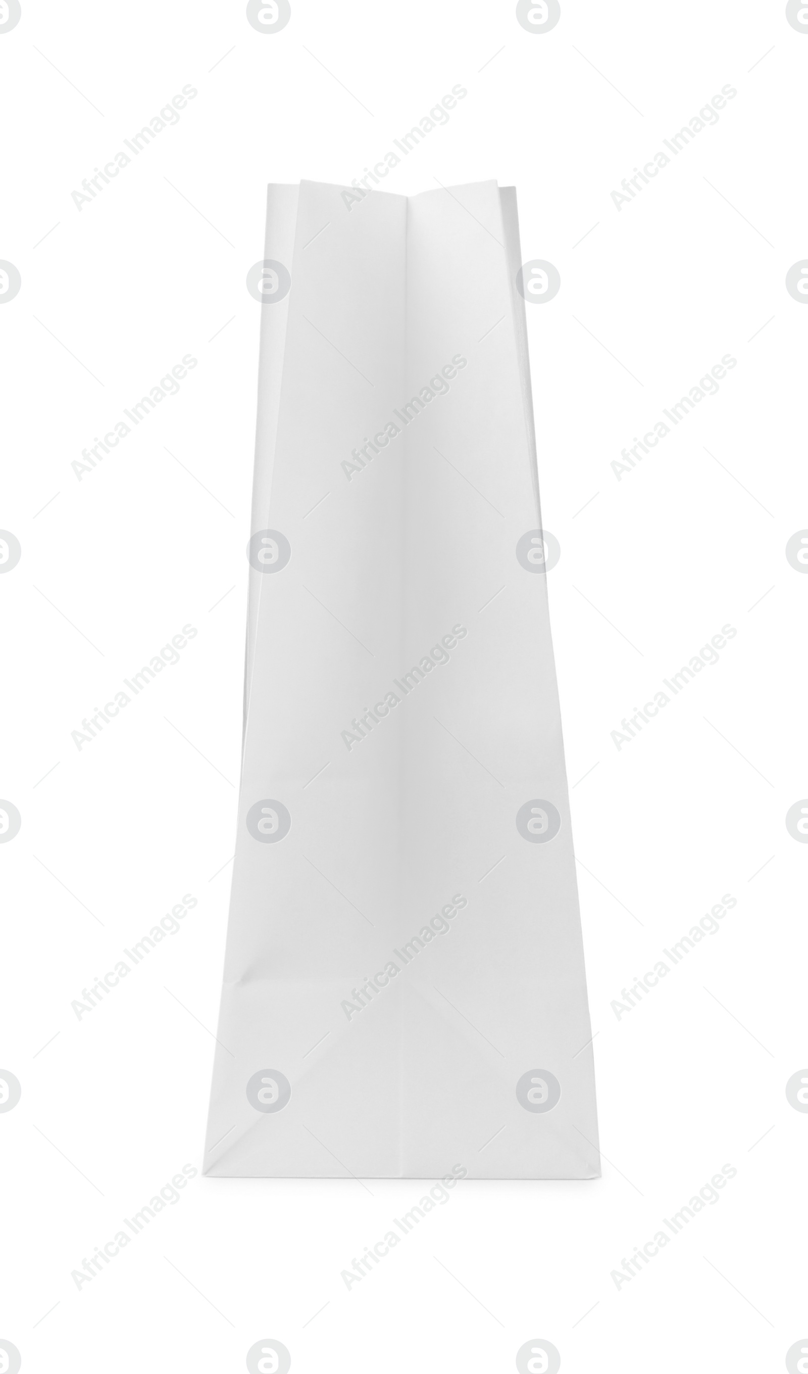 Photo of New open paper bag isolated on white