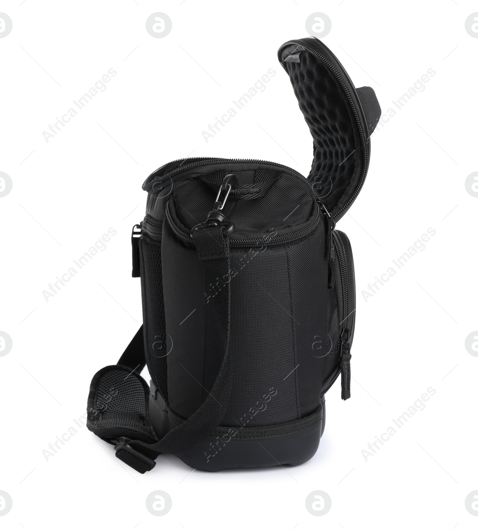 Photo of Backpack for camera isolated on white. Professional accessory