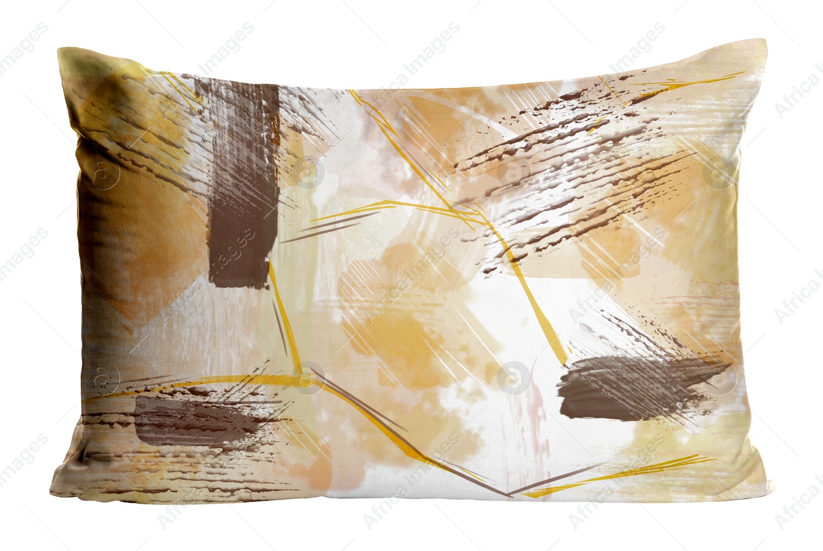 Image of Soft pillow with stylish abstract print isolated on white