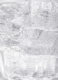 Image of Closeup view of soda water with ice