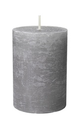 Photo of One color wax candle on white background