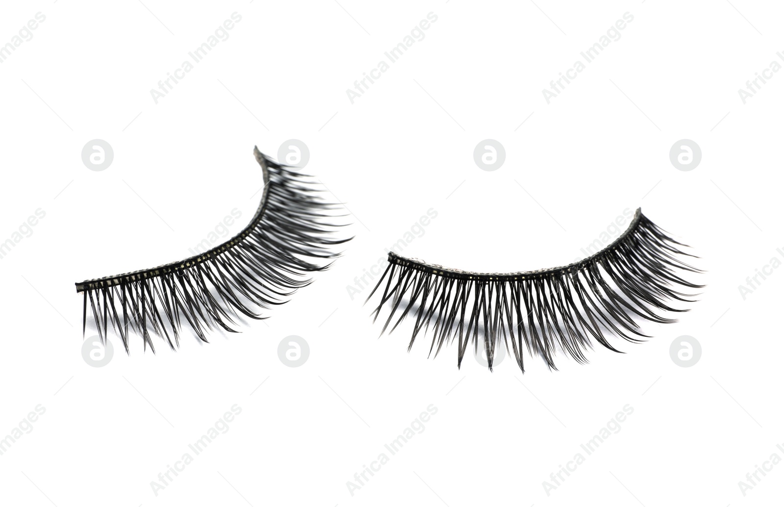 Photo of Beautiful pair of false eyelashes on white background