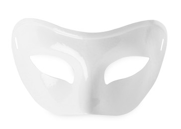 Photo of Plastic theatre mask isolated on white, top view