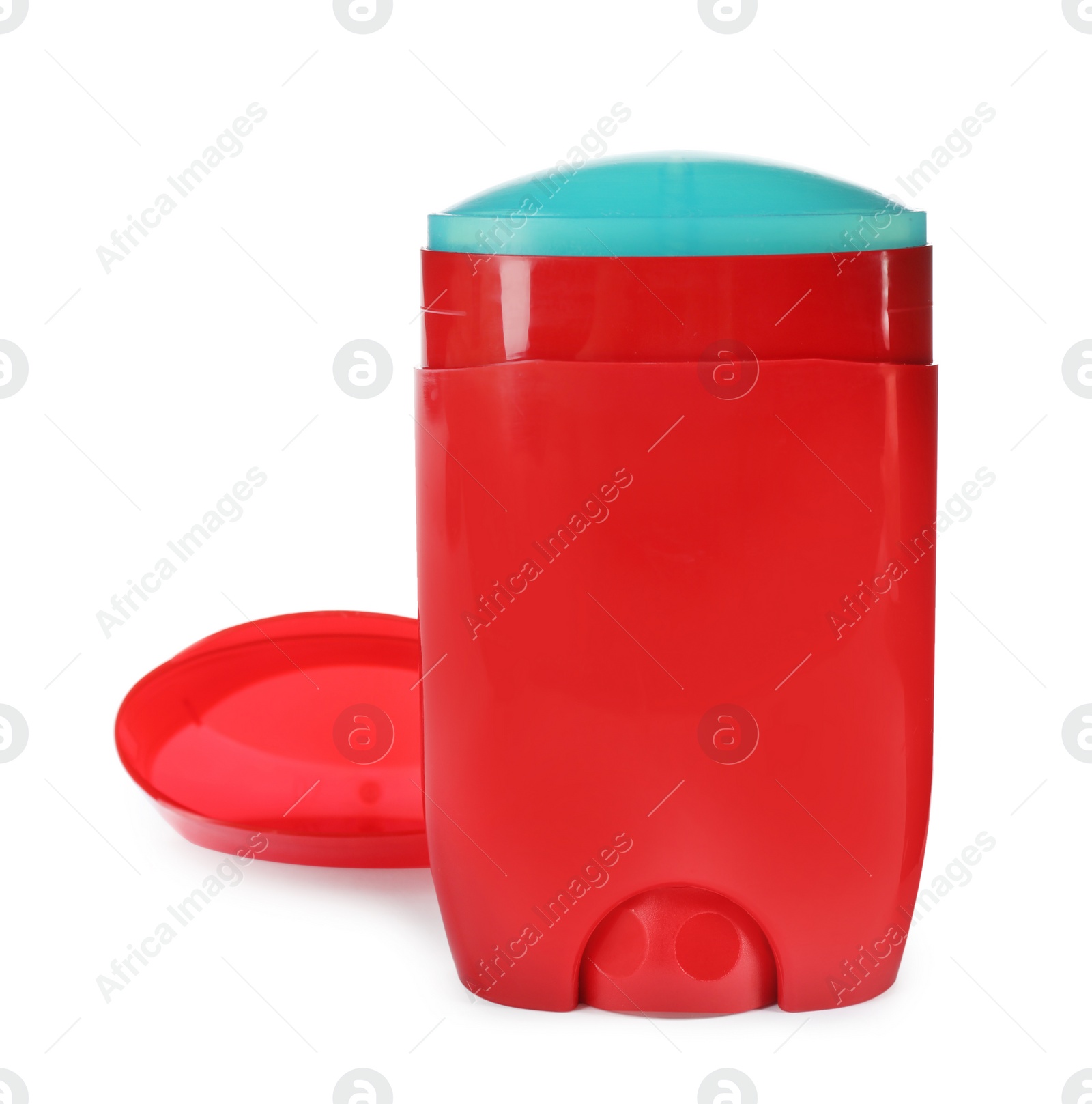 Photo of Blank plastic deodorant container on white background