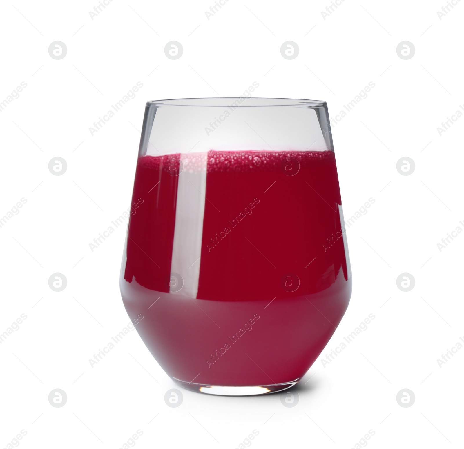 Photo of Fresh beet juice in glass isolated on white