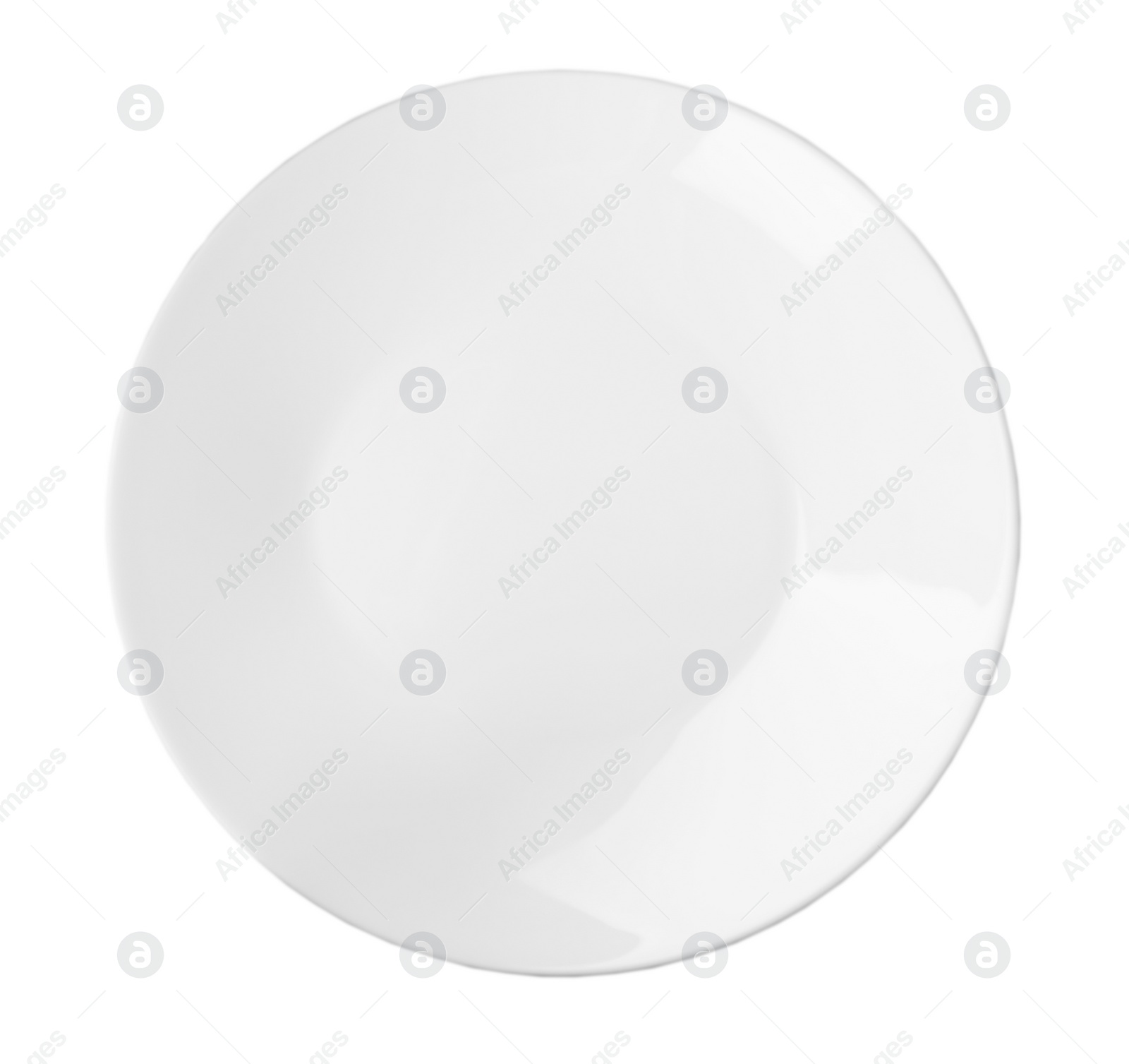 Photo of Ceramic plate with space for text on white background, top view. Washing dishes