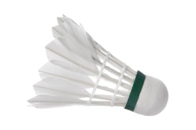 Photo of One feather badminton shuttlecock isolated on white