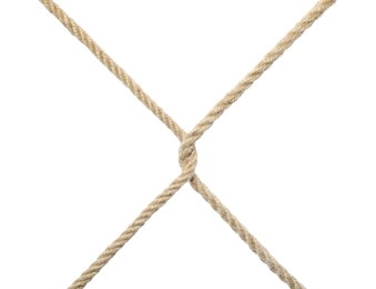 Twisted hemp ropes isolated on white. Natural material
