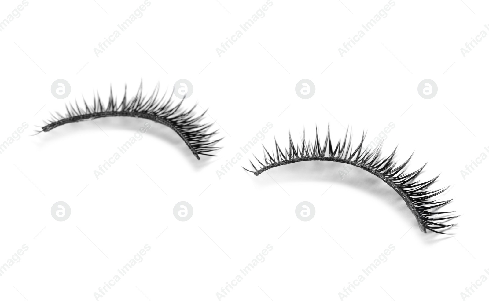 Photo of Beautiful pair of false eyelashes on white background